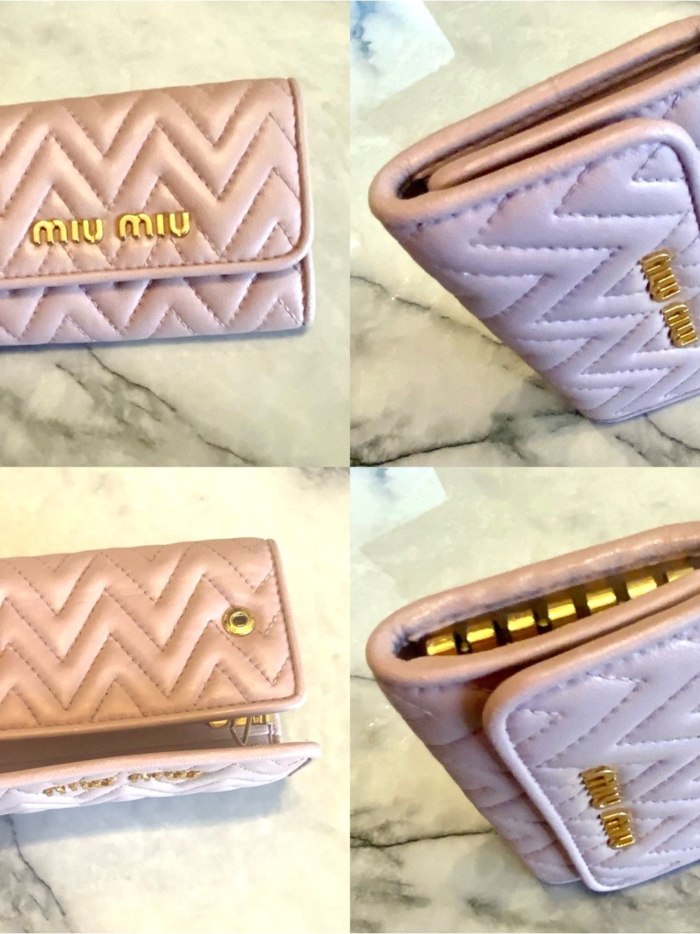 Miu Miu Quilted dusty rose color Leather keyholder with Gold Logo - Picture 3 of 12